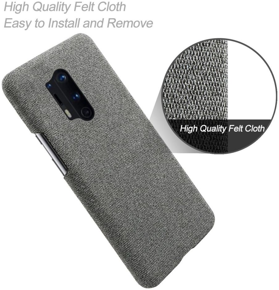 OnePlus 8 Pro Stof Hard Back Cover Donker Grijs afbeelding 4