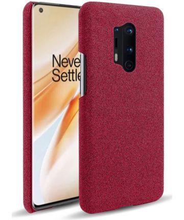 OnePlus 8 Pro Stof Hard Back Cover Rood Hoesjes