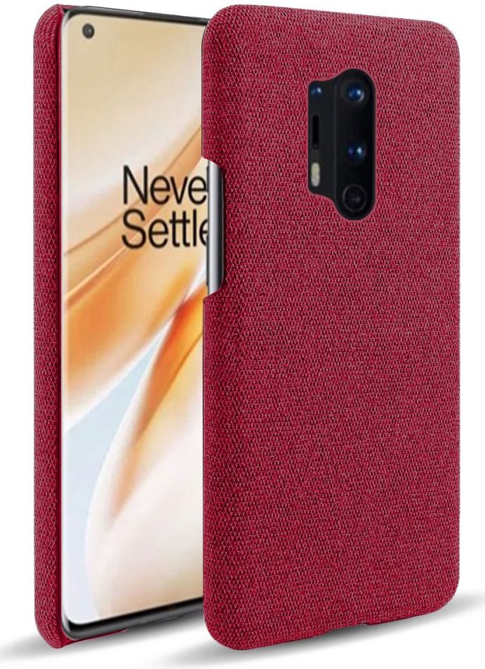OnePlus 8 Pro Stof Hard Back Cover Rood afbeelding 1