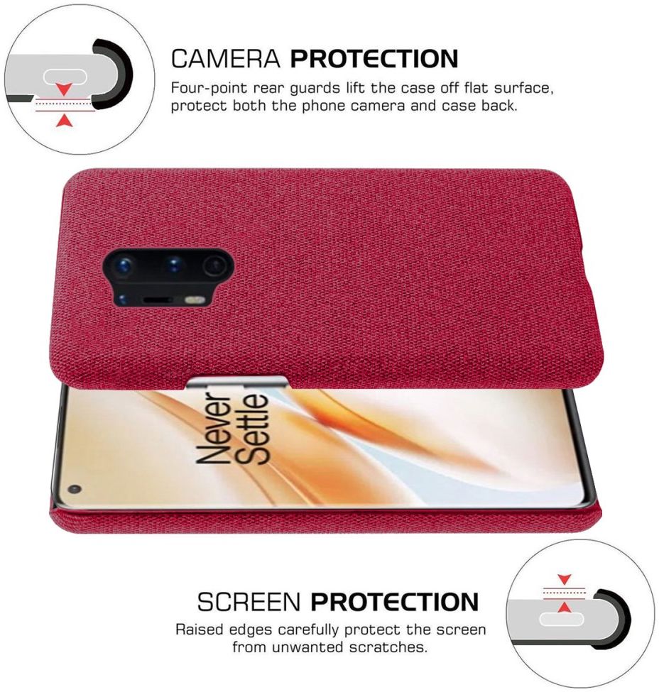 OnePlus 8 Pro Stof Hard Back Cover Rood afbeelding 5