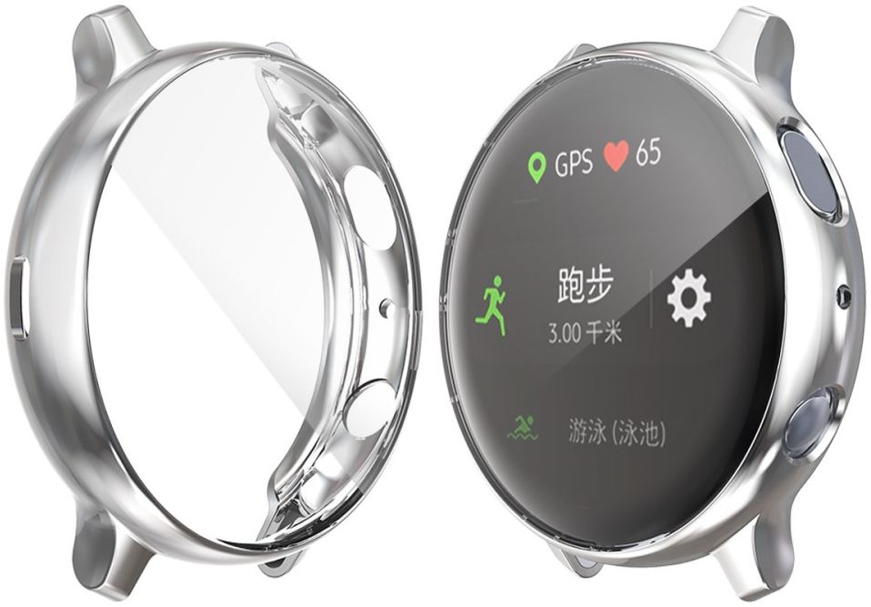 Samsung Galaxy Watch Active 2 40MM Hoesje Flexibel TPU Zilver afbeelding 1