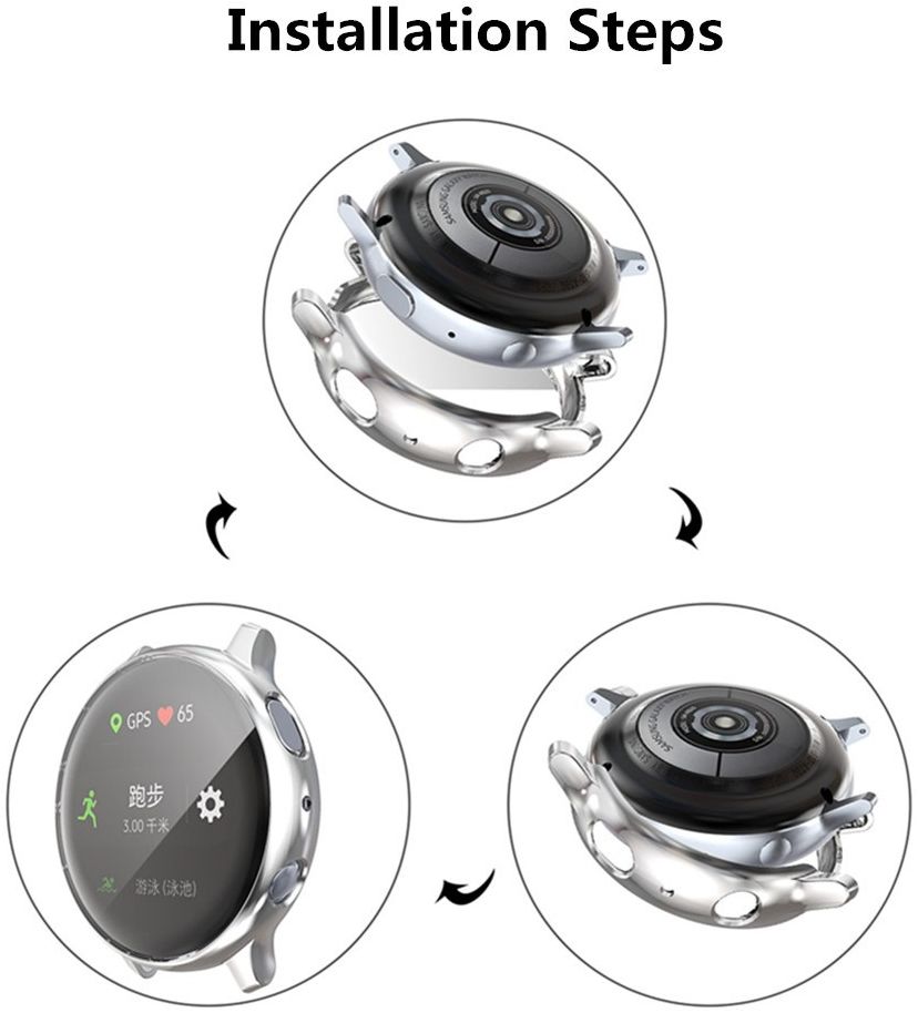 Samsung Galaxy Watch Active 2 40MM Hoesje Flexibel TPU Zilver afbeelding 5