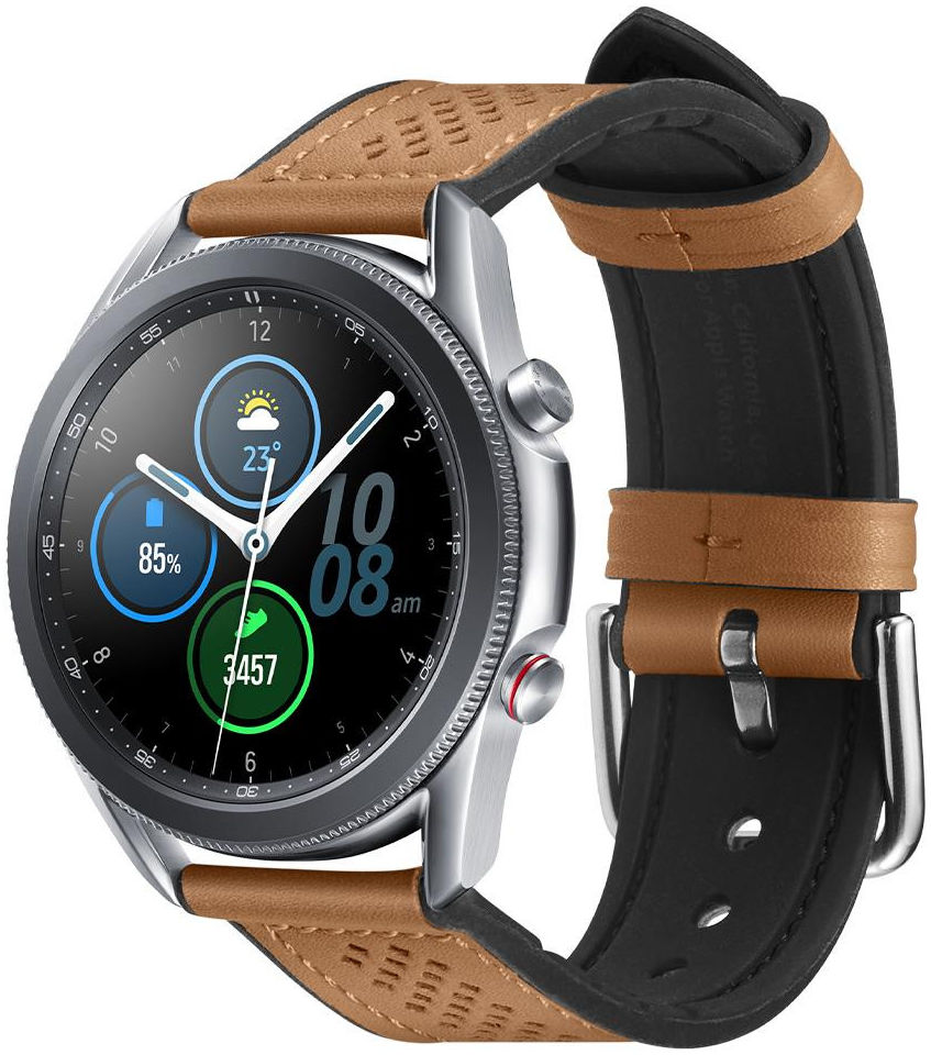 Spigen Retro Fit Universeel Smartwatch 22MM Bandje Kunst Leer Bruin afbeelding 1