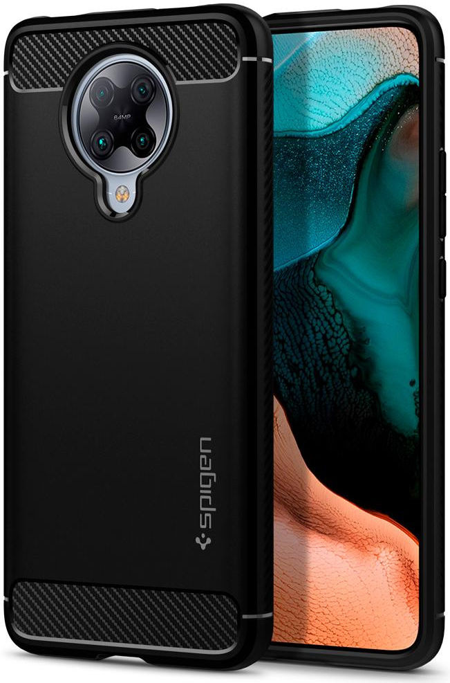 Spigen Rugged Armor Back Cover Xiaomi Poco F2 Pro Hoesje Zwart afbeelding 1