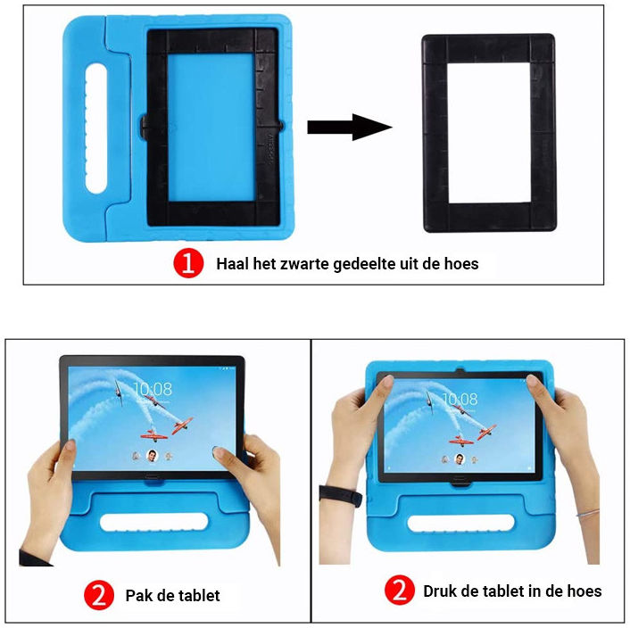 Samsung Galaxy S6 Lite Kinder Tablethoes met Handvat Blauw afbeelding 6