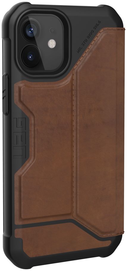 Urban Armor Gear Metropolis iPhone 12 Mini Hoesje Echt Leer Bruin afbeelding 9