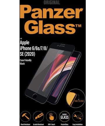 PanzerGlass iPhone SE 2020 / 2022 Case Friendly Screenprotector Zwart Screen Protectors