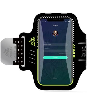 Aonijie Telefoon Sport Armband Voor Smartphone 6.0 Inch Zwart Sporthoesjes