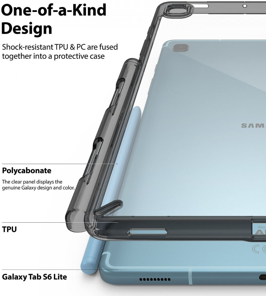 Ringke Fusion Samsung Tab S6 Lite Hoesje Back Cover Transparant Zwart afbeelding 5