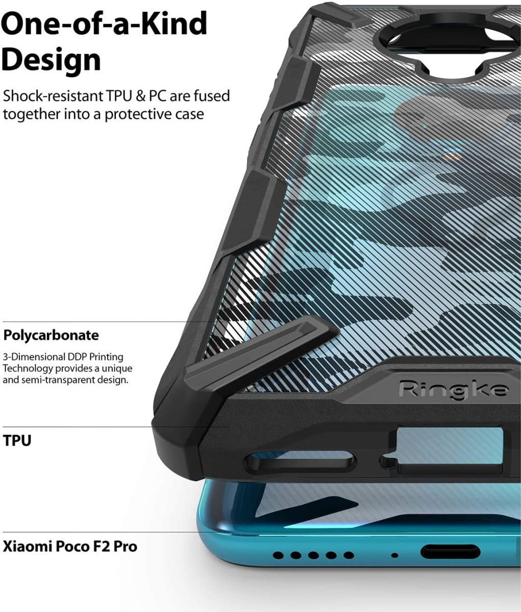 Ringke Fusion X Xiaomi Poco F2 Pro Hoesje Camo Zwart afbeelding 3