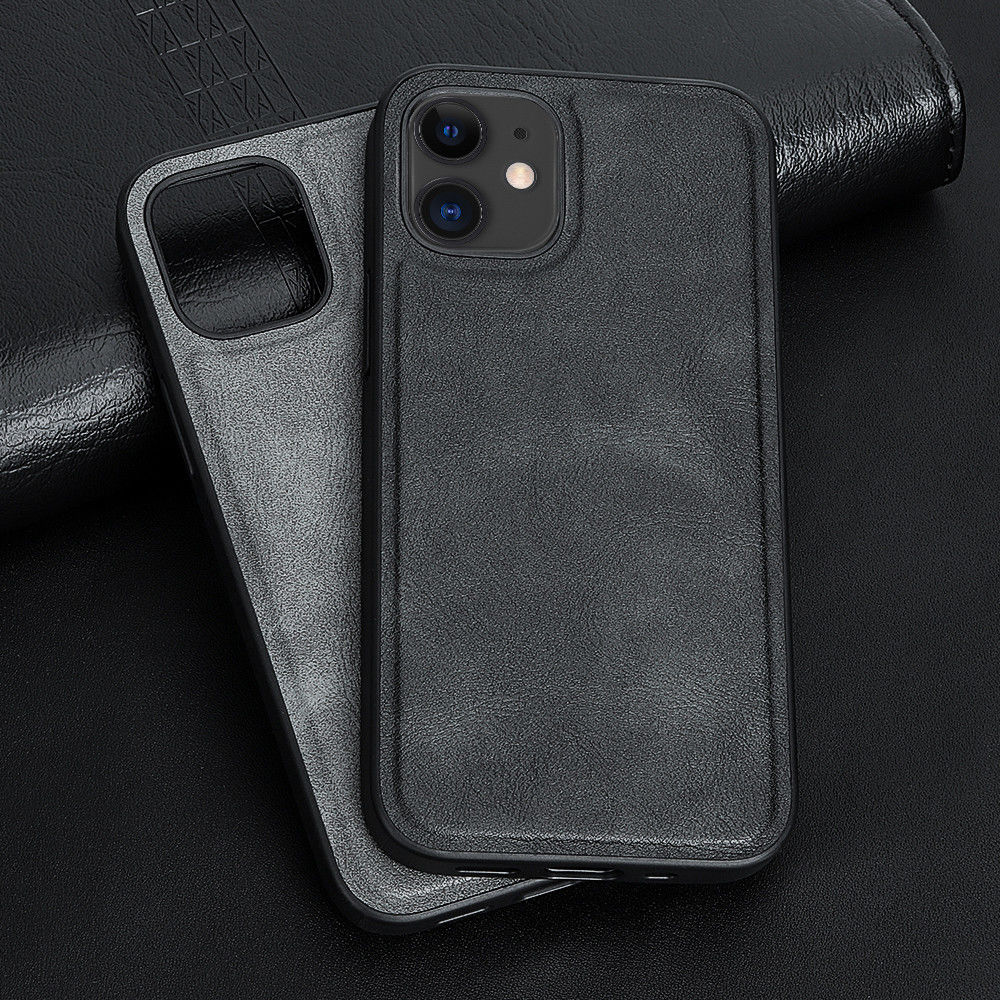 Apple iPhone 12 Mini Hoesje Kunstlederen Back Cover Zwart afbeelding 4