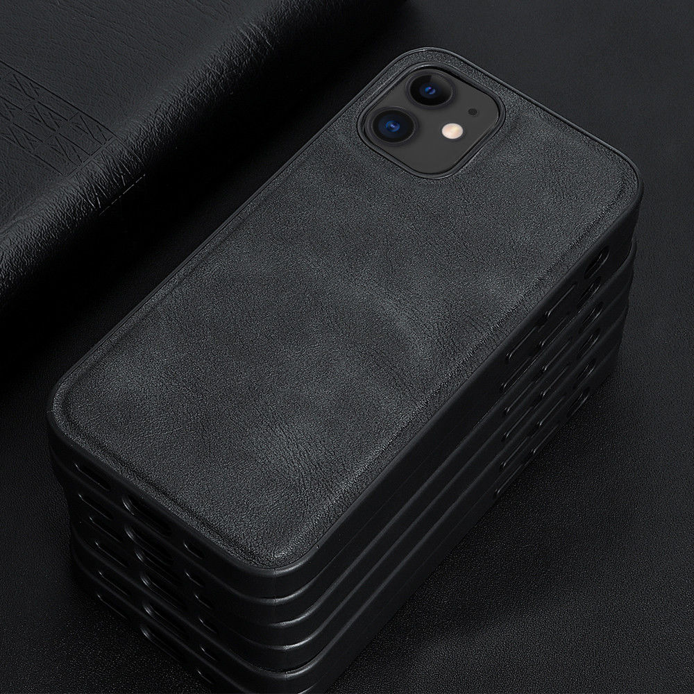 Apple iPhone 12 Mini Hoesje Kunstlederen Back Cover Zwart afbeelding 5