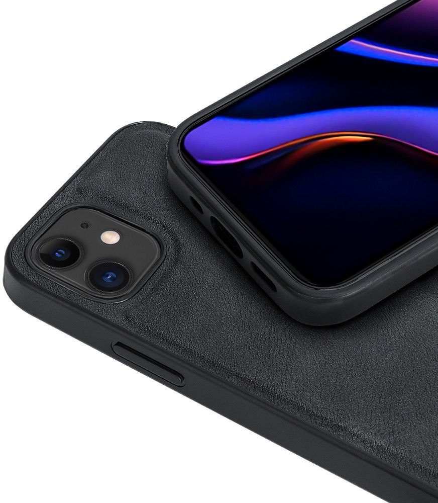 Apple iPhone 12 Mini Hoesje Kunstlederen Back Cover Zwart afbeelding 11