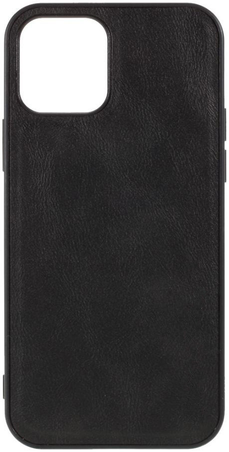 Apple iPhone 12 Pro Max Hoesje Kunstlederen Back Cover Zwart afbeelding 2