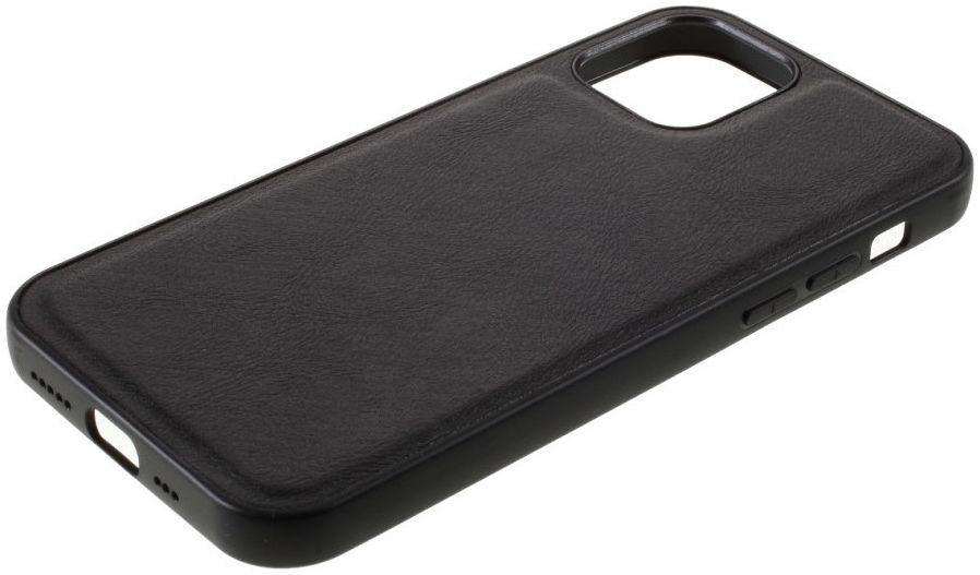 Apple iPhone 12 Pro Max Hoesje Kunstlederen Back Cover Zwart afbeelding 4