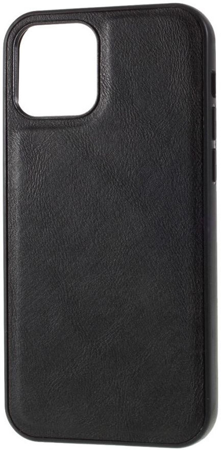 Apple iPhone 12 Pro Max Hoesje Kunstlederen Back Cover Zwart afbeelding 1