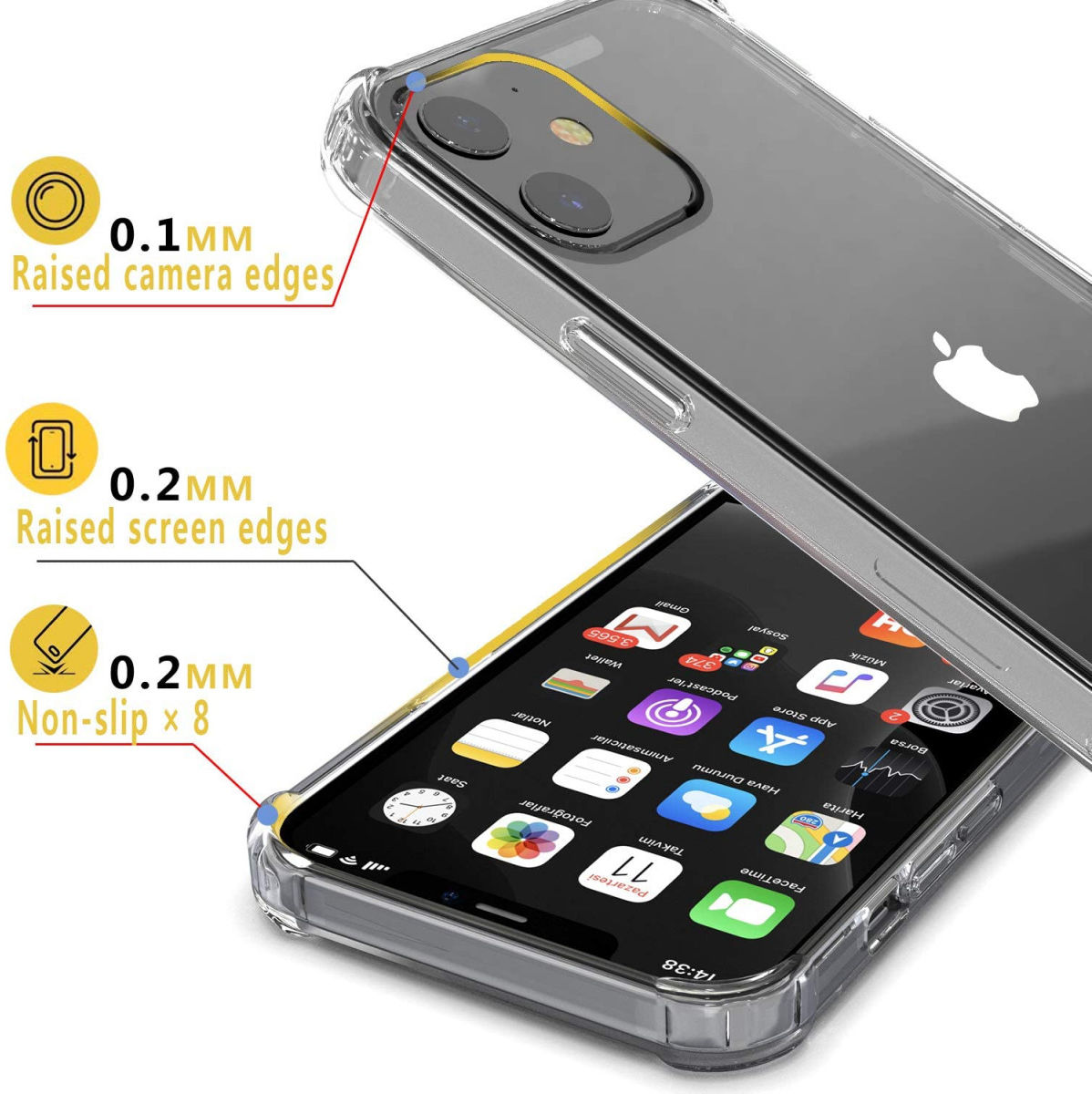 Apple iPhone 12 Mini Rugged Transparante TPU Back Cover Hoesje afbeelding 5