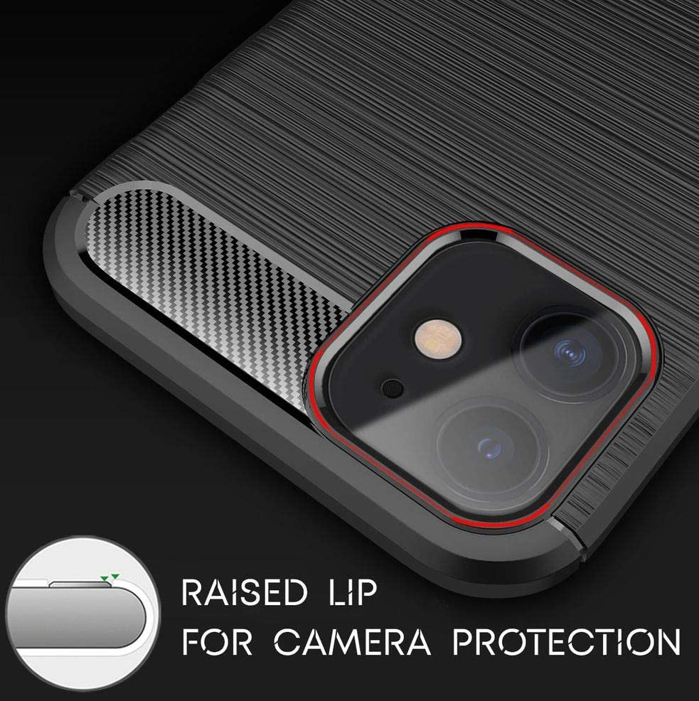 Apple iPhone 12 Mini Hoesje Geborsteld TPU Flexibele Back Cover Zwart afbeelding 3