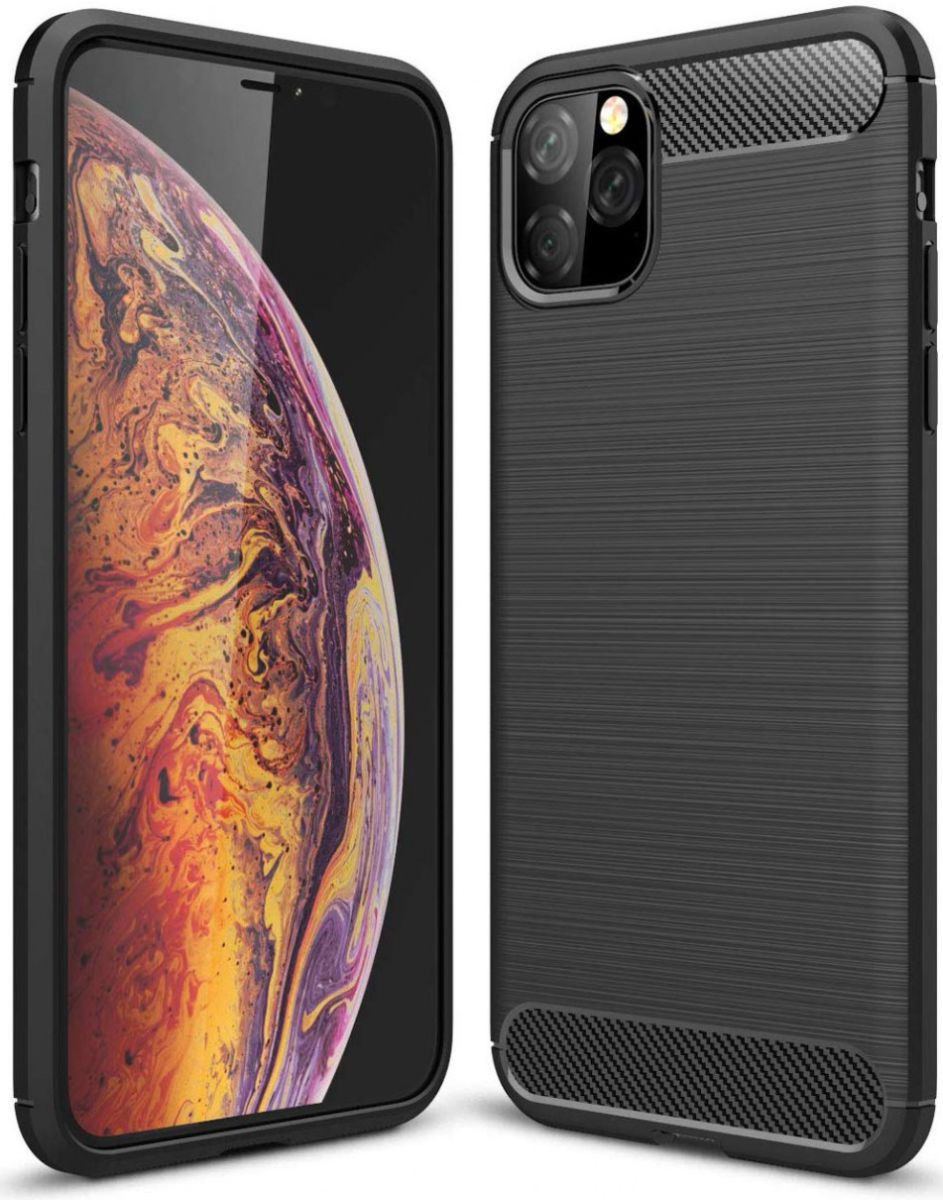 Apple iPhone 12 Mini Hoesje Geborsteld TPU Flexibele Back Cover Zwart afbeelding 1