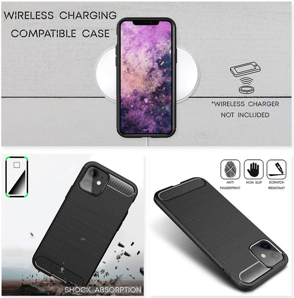 Apple iPhone 12 Mini Hoesje Geborsteld TPU Flexibele Back Cover Zwart afbeelding 4