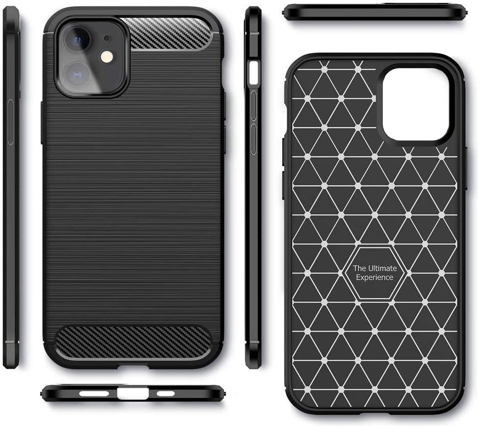Apple iPhone 12 Mini Hoesje Geborsteld TPU Flexibele Back Cover Zwart afbeelding 6