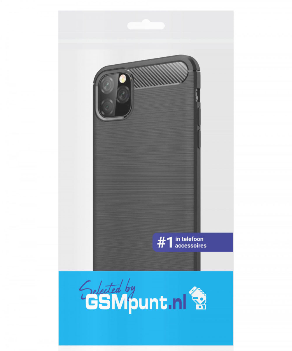 Apple iPhone 12 Mini Hoesje Geborsteld TPU Flexibele Back Cover Zwart afbeelding 2