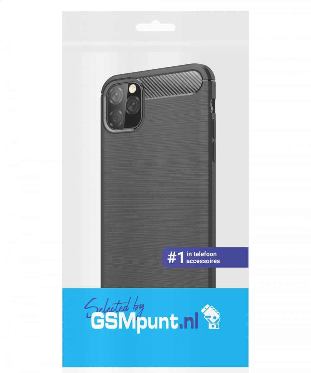 Apple iPhone 12 Pro Max Hoesje Geborsteld TPU Flexibel Zwart afbeelding 2