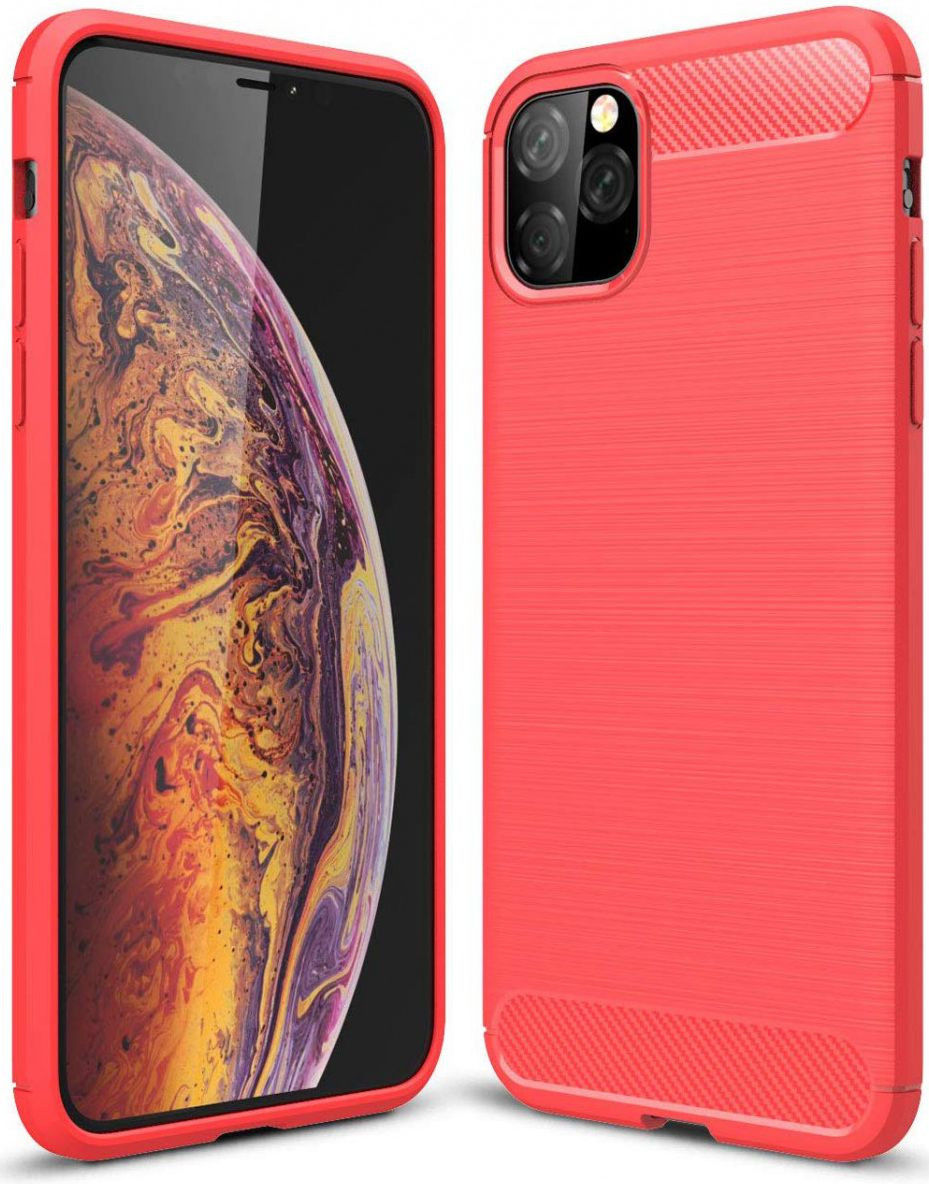 Apple iPhone 12 Pro Max Hoesje Geborsteld TPU Flexibel Rood afbeelding 1