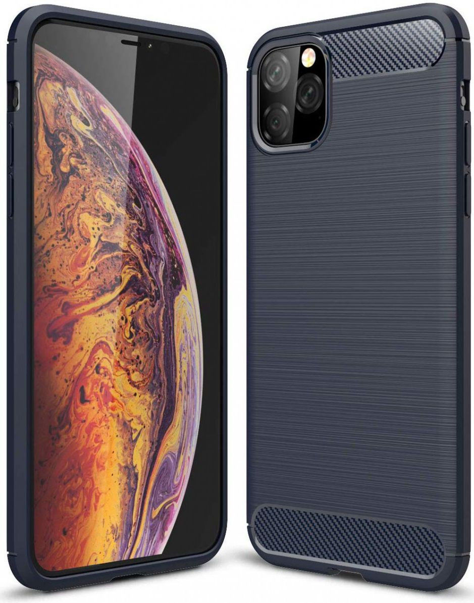 Apple iPhone 12 Pro Max Hoesje Geborsteld TPU Flexibel Blauw afbeelding 1