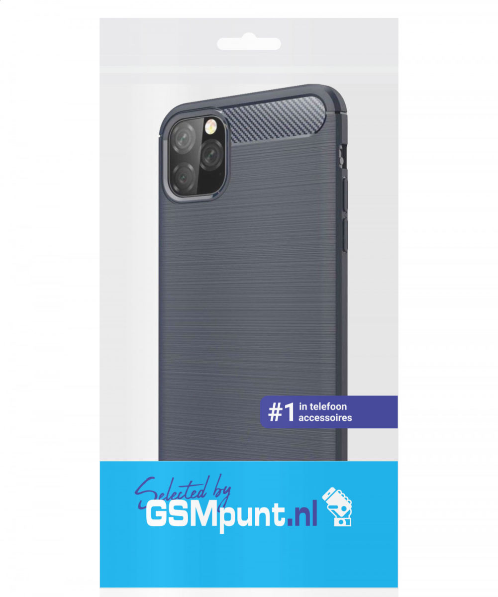 Apple iPhone 12 Pro Max Hoesje Geborsteld TPU Flexibel Blauw afbeelding 2