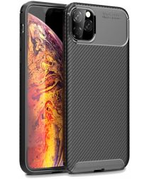 Apple iPhone 12 Mini Hoesje Siliconen Carbon Back Cover Zwart