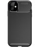 Apple iPhone 12 / 12 Pro Hoesje Siliconen Carbon Back Cover Zwart