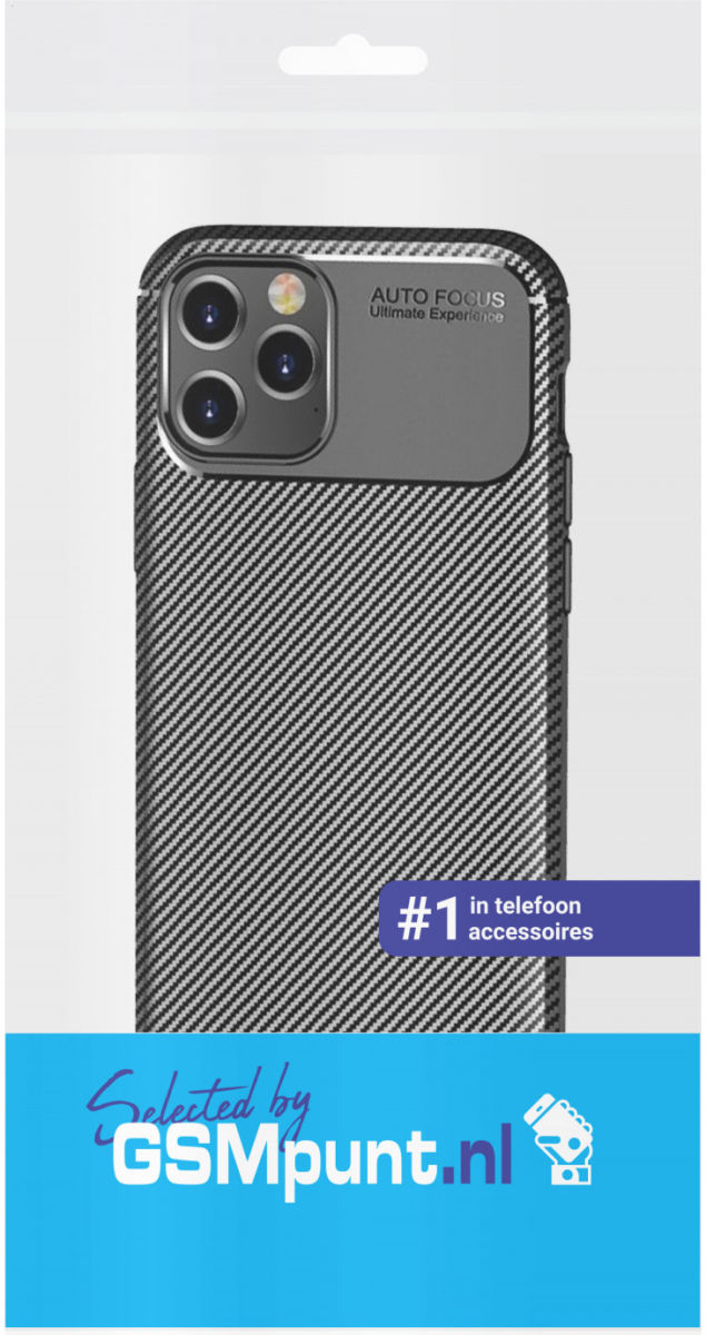 Apple iPhone 12 Pro Max Hoesje Siliconen Carbon Back Cover Zwart afbeelding 5