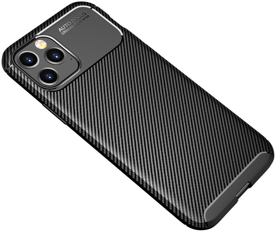 Apple iPhone 12 Pro Max Hoesje Siliconen Carbon Back Cover Zwart afbeelding 4