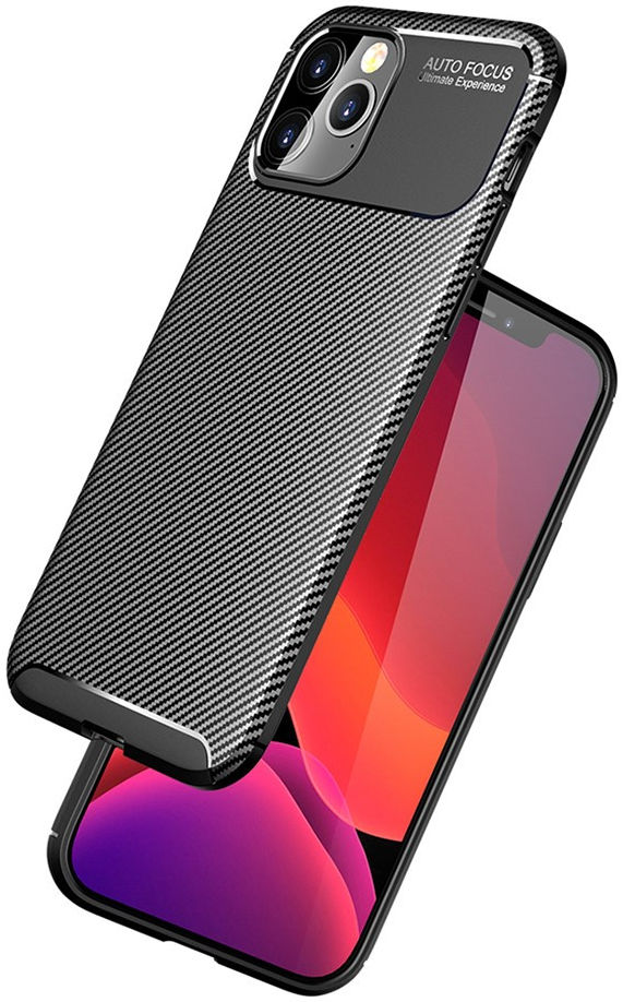 Apple iPhone 12 Pro Max Hoesje Siliconen Carbon Back Cover Zwart afbeelding 9