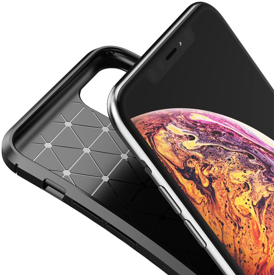 Apple iPhone 12 Pro Max Hoesje Siliconen Carbon Back Cover Zwart afbeelding 6