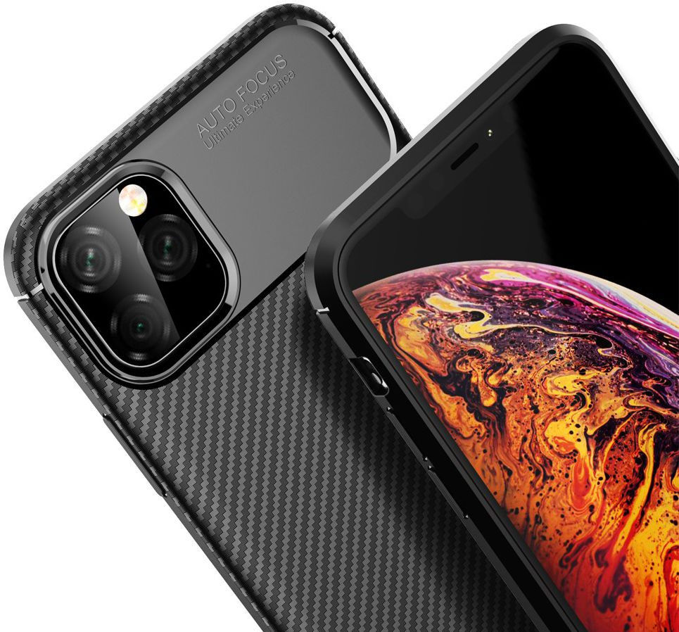 Apple iPhone 12 Pro Max Hoesje Siliconen Carbon Back Cover Zwart afbeelding 7