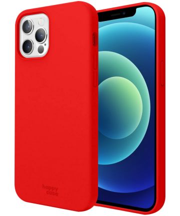HappyCase Apple iPhone 12 Hoesje Siliconen Back Cover Rood Hoesjes