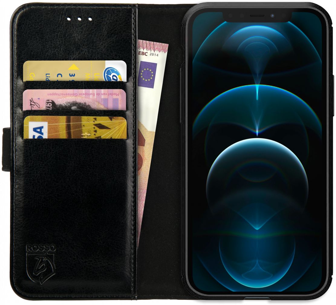 Rosso Element iPhone 12 Pro Max Hoesje Book Cover Zwart afbeelding 1