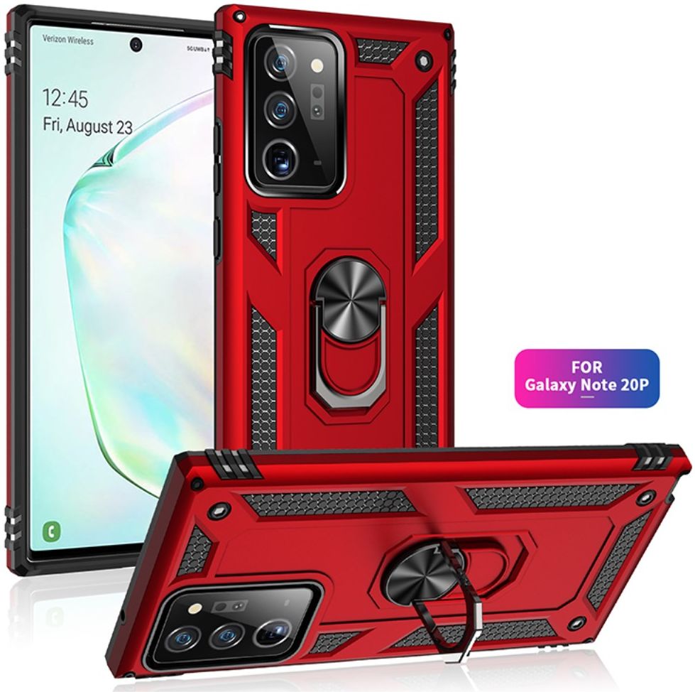Samsung Galaxy Note 20 Hybride Kickstand Hoesje Rood afbeelding 2