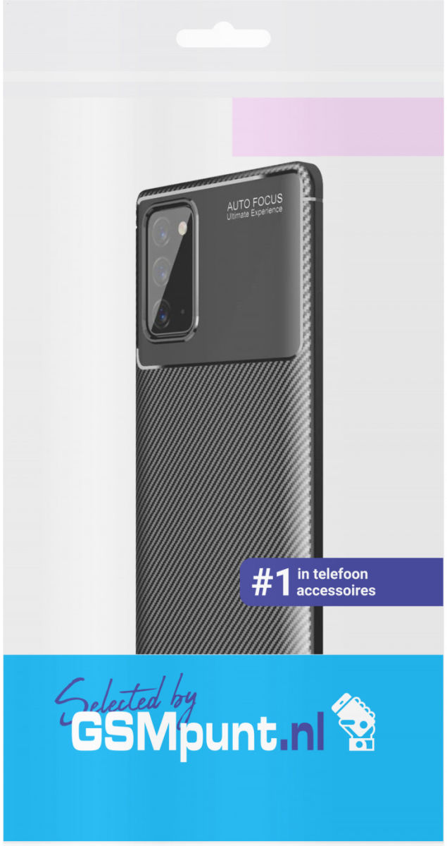 Samsung Galaxy Note 20 Hoesje Siliconen Carbon Back Cover Zwart afbeelding 2