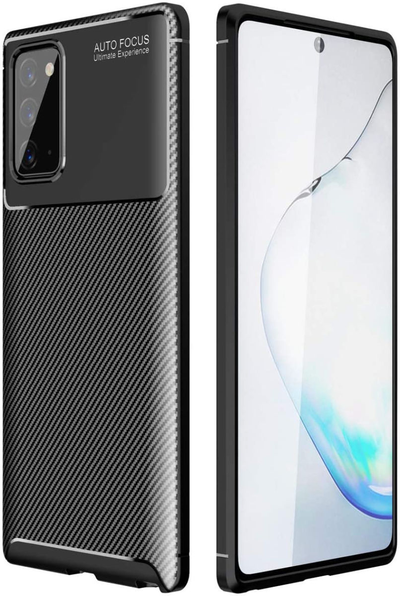 Samsung Galaxy Note 20 Hoesje Siliconen Carbon Back Cover Zwart afbeelding 4