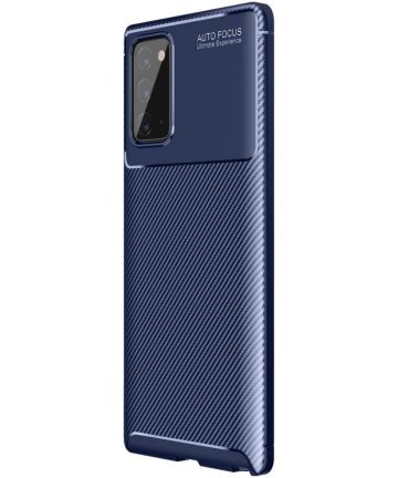 Samsung Galaxy Note 20 Hoesje Siliconen Carbon Back Cover Blauw Hoesjes