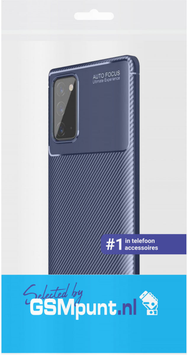 Samsung Galaxy Note 20 Hoesje Siliconen Carbon Back Cover Blauw afbeelding 3