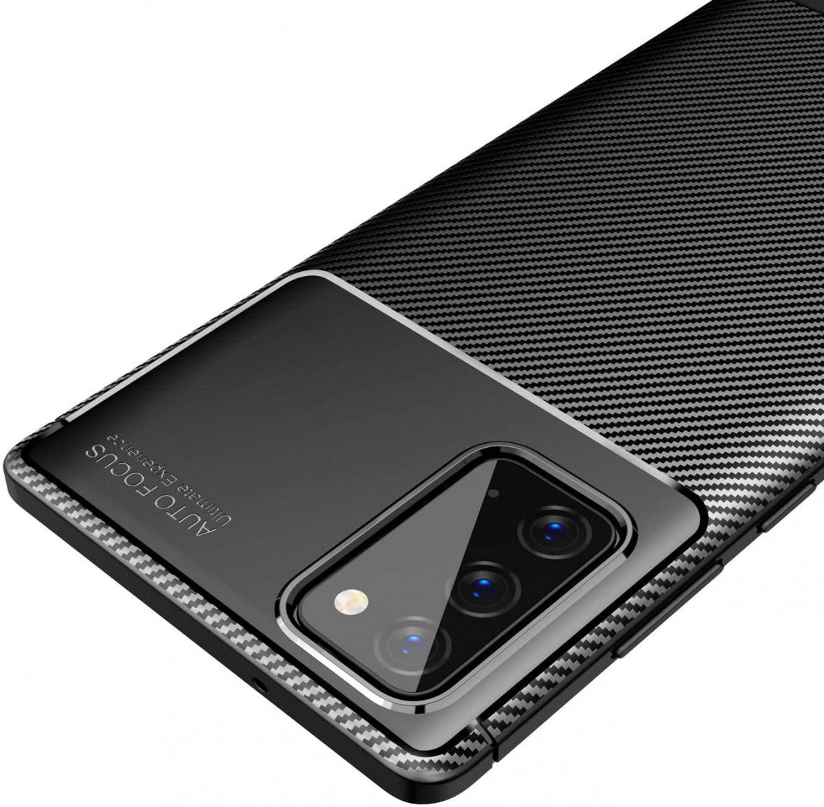 Samsung Galaxy Note 20 Hoesje Siliconen Carbon Back Cover Blauw afbeelding 7