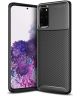 Samsung Galaxy Note 20 Ultra Siliconen Carbon Hoesje Zwart