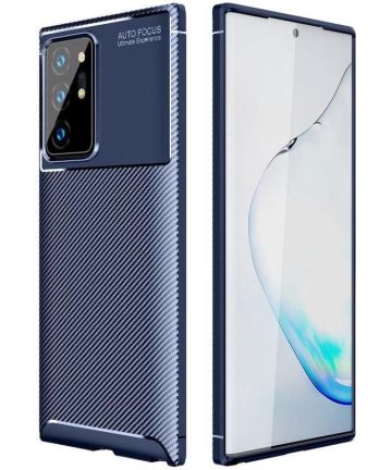 Samsung Galaxy Note 20 Ultra Siliconen Carbon Hoesje Blauw Hoesjes