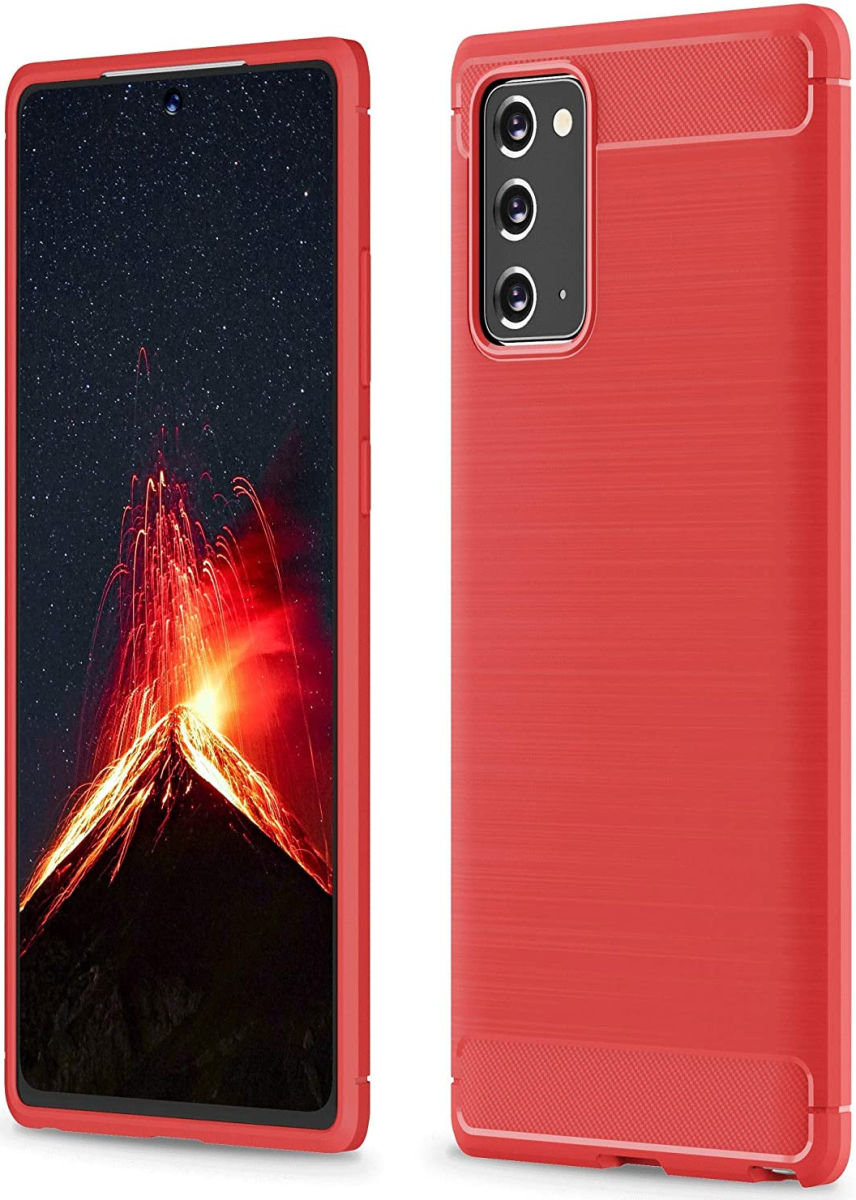 Samsung Galaxy Note 20 Hoesje Geborsteld TPU Flexibel Rood afbeelding 1