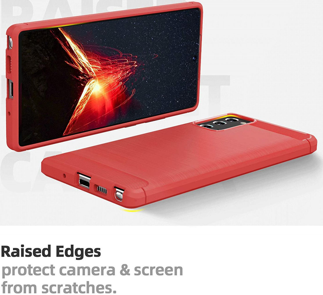 Samsung Galaxy Note 20 Hoesje Geborsteld TPU Flexibel Rood afbeelding 3