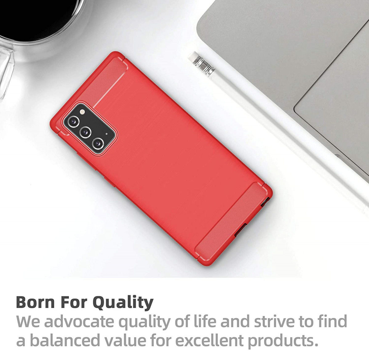 Samsung Galaxy Note 20 Hoesje Geborsteld TPU Flexibel Rood afbeelding 4